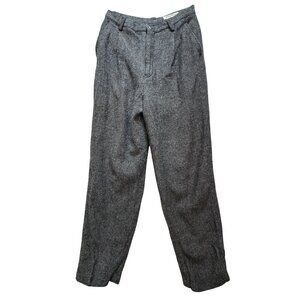 Eddie Bauer Womens Trouser Pants Sz 10 Wool Blend Gray Herringbone Vintage Retro